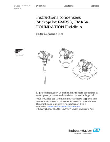 Endres+Hauser Micropilot FMR53, FMR54 FOUNDATION Fieldbus Manuel utilisateur | Fixfr