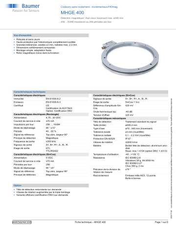 Baumer MHGE 400 Encoder Fiche technique | Fixfr