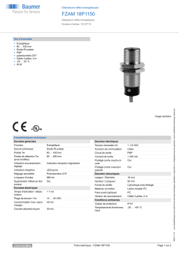 Baumer FZAM 18P1150 Diffuse sensor Fiche technique