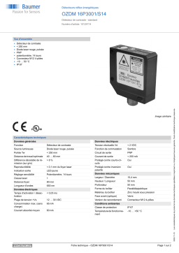 Baumer OZDM 16P3001/S14 Diffuse contrast sensor Fiche technique