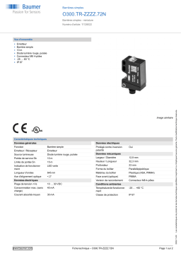 Baumer O300.TR-ZZZZ.72N Through beam sensor Fiche technique