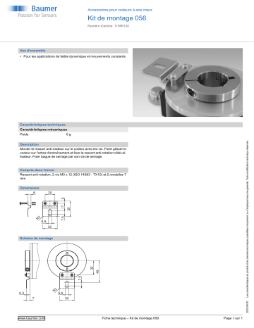 Baumer Mounting kit 056 Mounting hollow shaft encoder Fiche technique | Fixfr