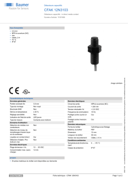 Baumer CFAK 12N3103 Capacitive proximity sensor Fiche technique