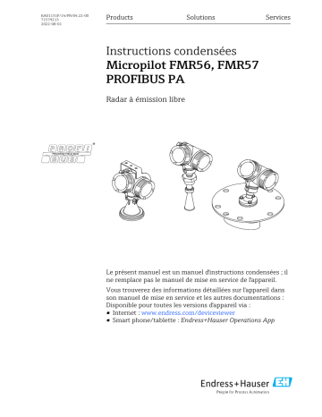 Endres+Hauser Micropilot FMR56, FMR57 PROFIBUS PA Manuel utilisateur | Fixfr