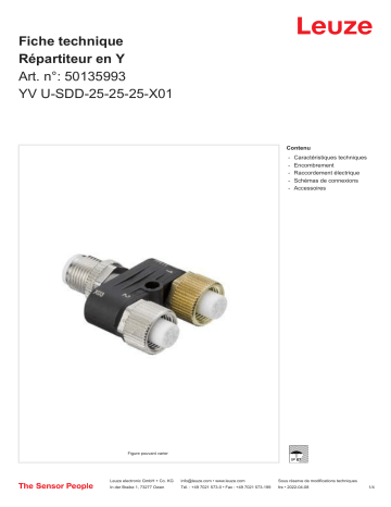 Leuze YV U-SDD-25-25-25-X01 Y-Verteiler Manuel utilisateur | Fixfr