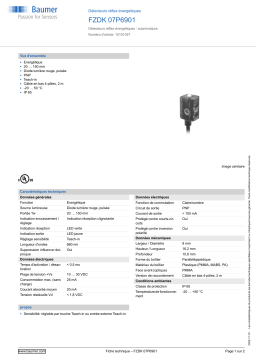 Baumer FZDK 07P6901 Diffuse sensor Fiche technique