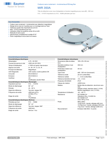 Baumer MIR 350A Encoder Fiche technique | Fixfr