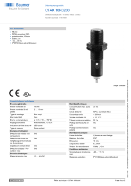 Baumer CFAK 18N3200 Capacitive proximity sensor Fiche technique