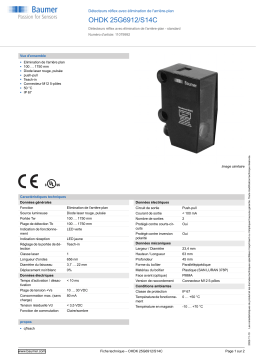 Baumer OHDK 25G6912/S14C Diffuse sensor Fiche technique