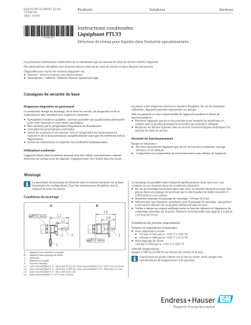 Endres+Hauser Liquiphant FTL33 Manuel utilisateur | Fixfr