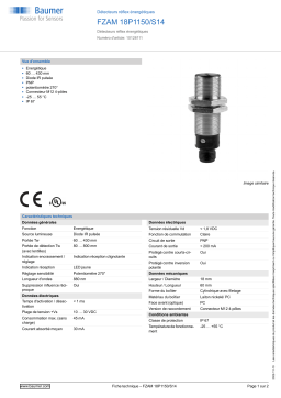 Baumer FZAM 18P1150/S14 Diffuse sensor Fiche technique