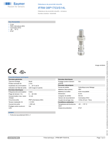 Baumer IFRM 08P1703/S14L Inductive proximity switch Fiche technique | Fixfr