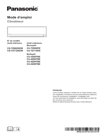 CUTZ60ZKE | CSTZ71ZKEW | CSTZ60ZKEW | Panasonic CUTZ71ZKE Mode d'emploi | Fixfr