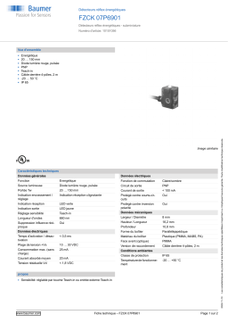 Baumer FZCK 07P6901 Diffuse sensor Fiche technique