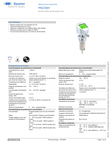 Baumer PAC50H Conductivity measurement Fiche technique | Fixfr