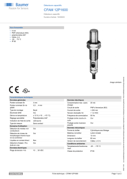 Baumer CFAM 12P1600 Capacitive proximity sensor Fiche technique