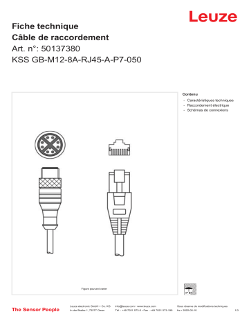 Leuze KSS GB-M12-8A-RJ45-A-P7-050 Anschlussleitung Manuel utilisateur | Fixfr