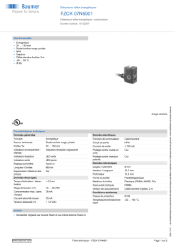 Baumer FZCK 07N6901 Diffuse sensor Fiche technique