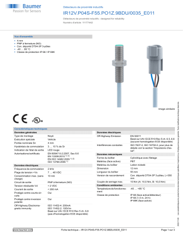 Baumer IR12V.P04S-F55.PO1Z.9BDU/0035_E011 Inductive proximity switch Fiche technique | Fixfr