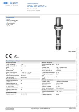 Baumer CFAM 12P3600/S14 Capacitive proximity sensor Fiche technique