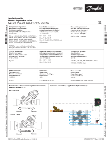 ETS 250L | Danfoss ETS 175L Electric Expansion Valve_ETS , 250L, 400L Guide d'installation | Fixfr