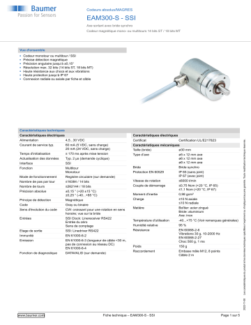 Baumer EAM300-S - SSI Absolute encoder Fiche technique | Fixfr