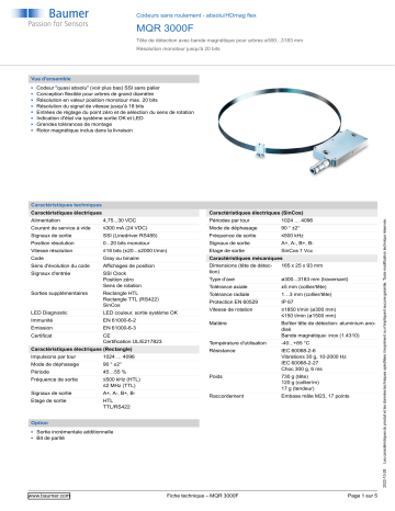 Baumer MQR 3000F Encoder Fiche technique | Fixfr