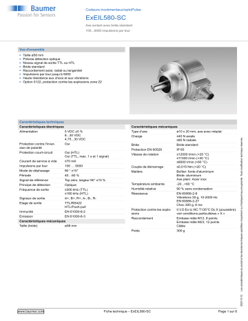 Baumer ExEIL580-SC Incremental encoder Fiche technique | Fixfr