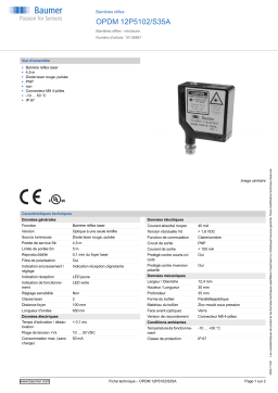 Baumer OPDM 12P5102/S35A Retro-reflective sensor Fiche technique