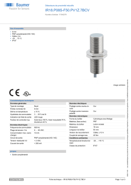 Baumer IR18.P08S-F50.PV1Z.7BCV Inductive proximity switch Fiche technique