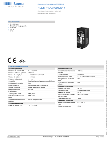 Baumer FLDK 110G1005/S14 Copy counter Fiche technique | Fixfr