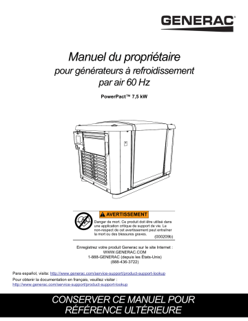 Generac G0069981 Manuel du propriétaire | Fixfr