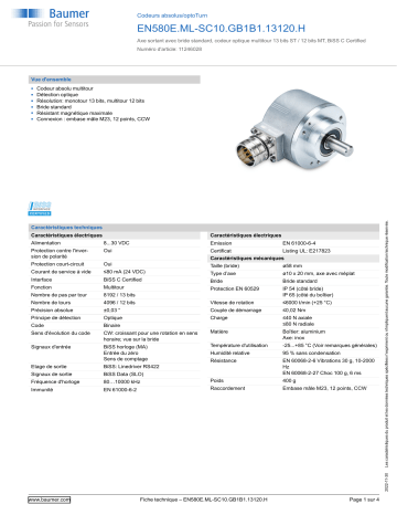 Baumer EN580E.ML-SC10.GB1B1.13120.H Absolute encoder Fiche technique | Fixfr