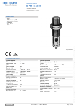 Baumer CFAM 18N3600 Capacitive proximity sensor Fiche technique