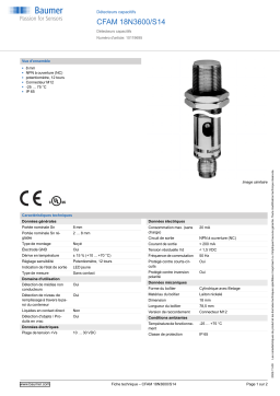 Baumer CFAM 18N3600/S14 Capacitive proximity sensor Fiche technique