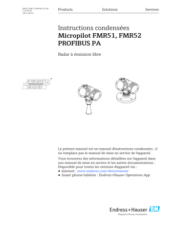 Endres+Hauser Micropilot FMR51, FMR52 PROFIBUS PA Manuel utilisateur | Fixfr