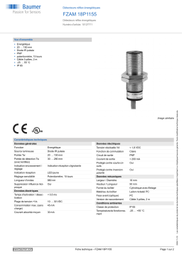 Baumer FZAM 18P1155 Diffuse sensor Fiche technique