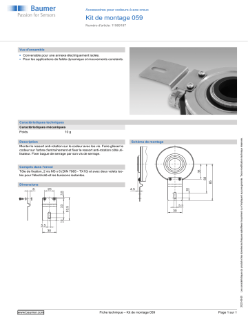 Baumer Mounting kit 059 Mounting hollow shaft encoder Fiche technique | Fixfr