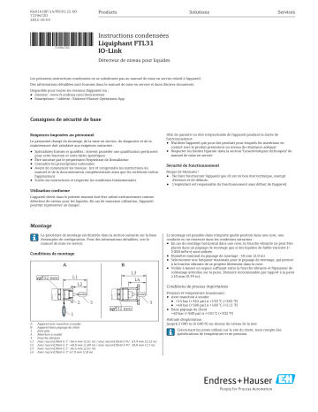 Endres+Hauser Liquiphant FTL31 IO-Link Manuel utilisateur | Fixfr