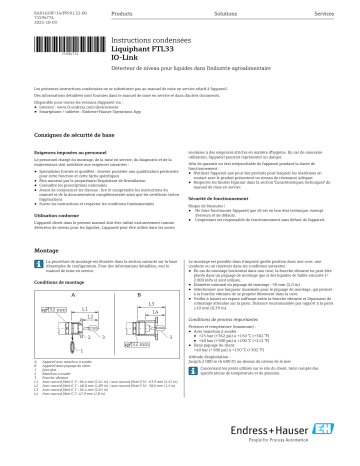 Endres+Hauser Liquiphant FTL33 IO-Link Manuel utilisateur | Fixfr