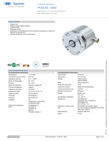 Baumer POG 83 - DNV Incremental encoder Fiche technique | Fixfr