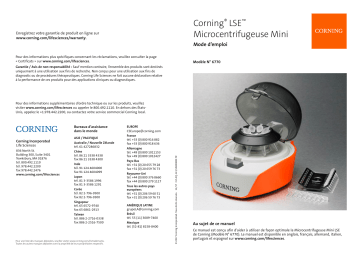 Corning LSE™ Microcentrifugeuse Mini Manuel du propriétaire | Fixfr