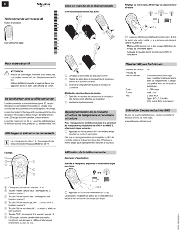 Schneider Electric IR universal remote control Mode d'emploi | Fixfr