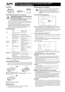 Schneider Electric Back-UPS BE 550G/550G-CN/650G1/650G1-CN/650G1X427 Mode d'emploi