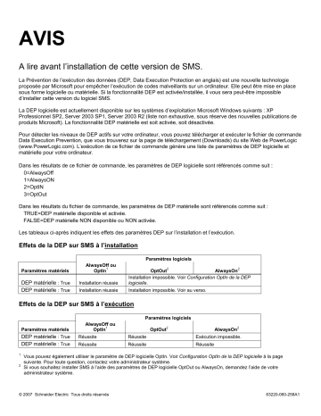 Schneider Electric SMS 4.0 Avis DEP Mode d'emploi | Fixfr