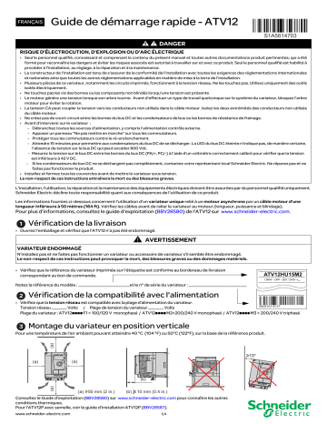 Schneider Electric ATV12 Guide de démarrage rapide | Fixfr