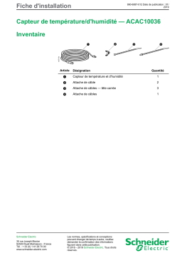 Schneider Electric ACAC10036-Temperature and Humidity Sensor Mode d'emploi