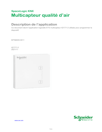 Schneider Electric SpaceLogic KNX, Multicapteur de qualité de l'air Manuel utilisateur | Fixfr