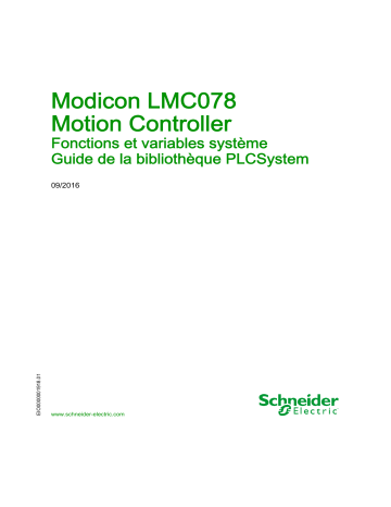 Schneider Electric Modicon LMC078 - Motion Controller - Fonctions et variables système Mode d'emploi | Fixfr