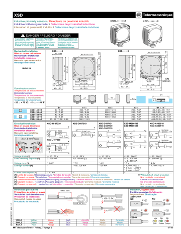 Schneider Electric XSD... Inductive proximity sensors, form D, plug-in, plastic case Manuel utilisateur | Fixfr